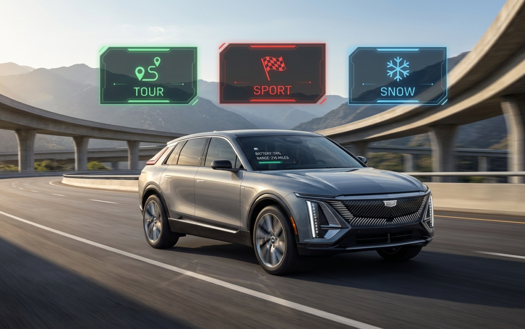do the driving modes in cadillac lyriq offer different ranges or battery usages?
